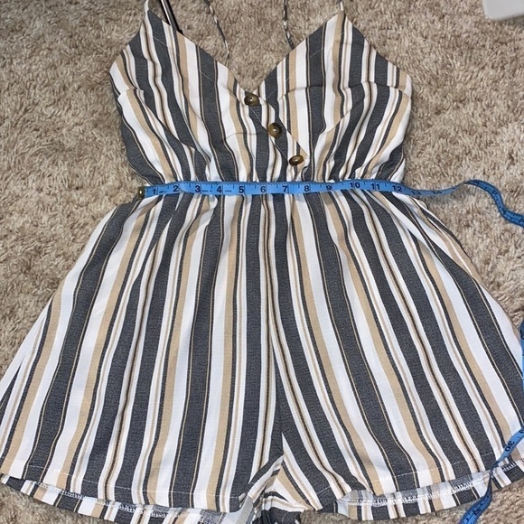 I Love It Striped  Cami Romper Women's Size Medium - Picture 6 of 11